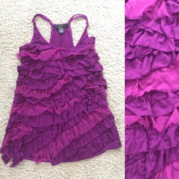 Silk Ruffled Racerback Tank - Picture 1 of 7